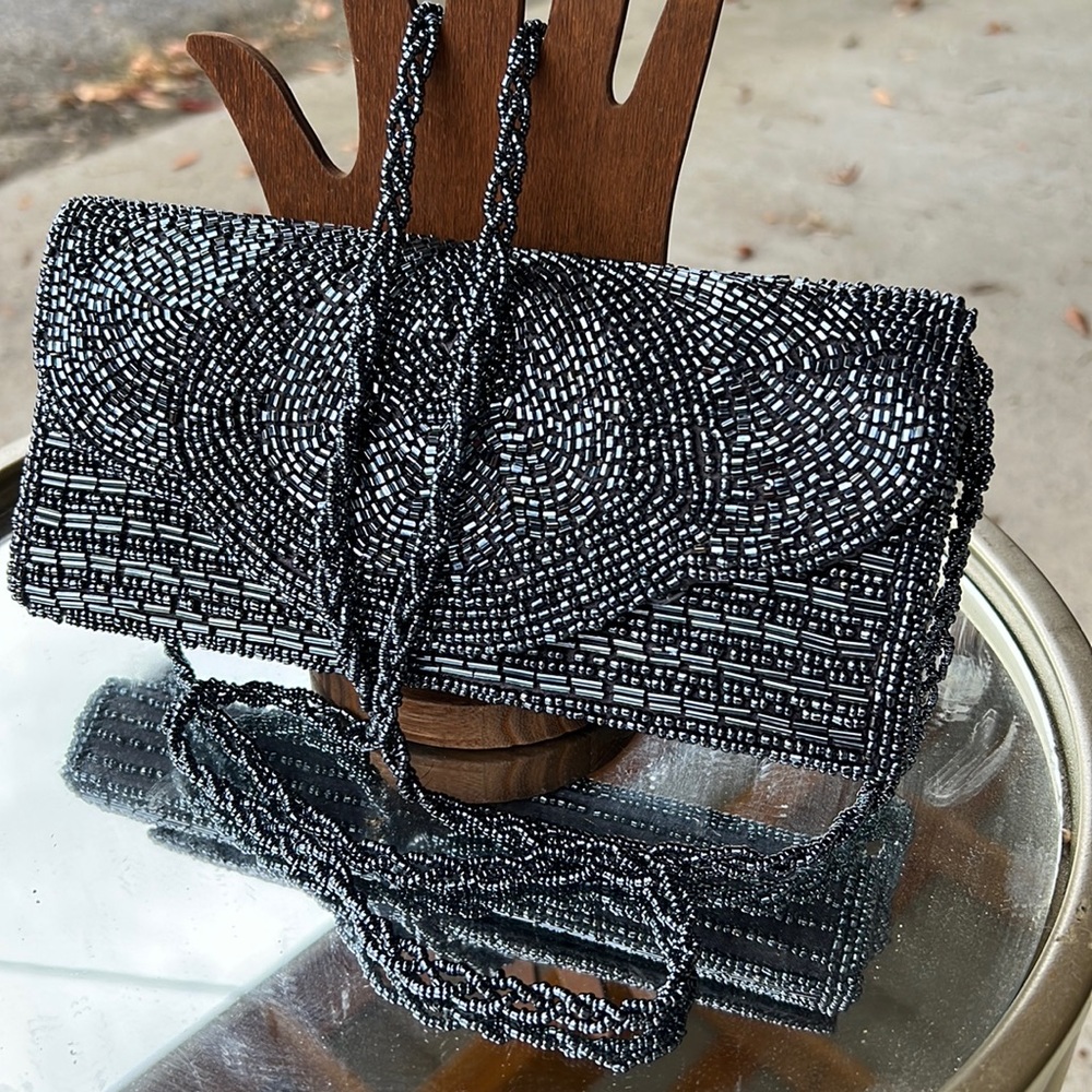 Hematite beaded bag